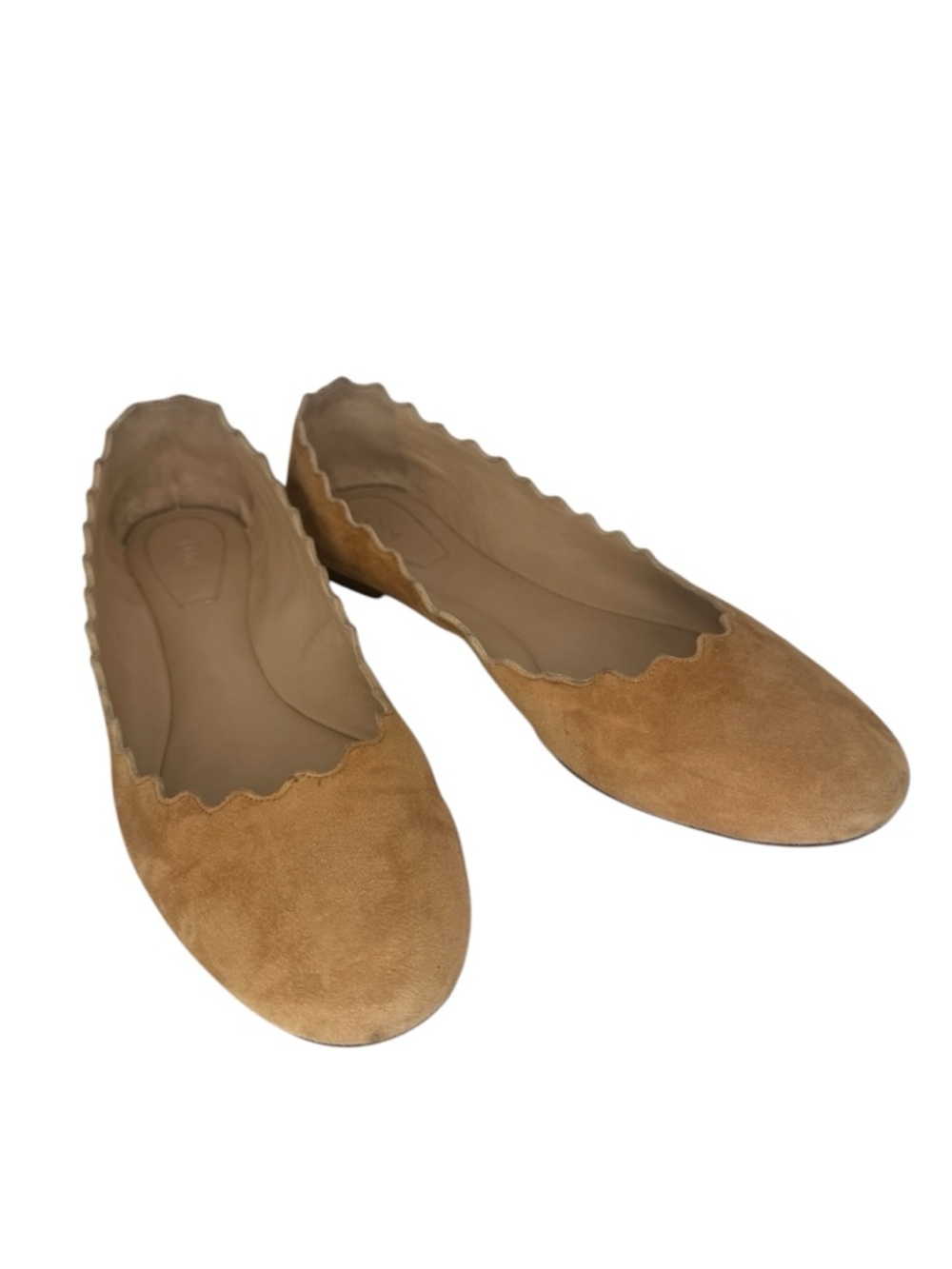 Chloe “Lauren” Scalloped Edge suede ballet Flats sz 39.5